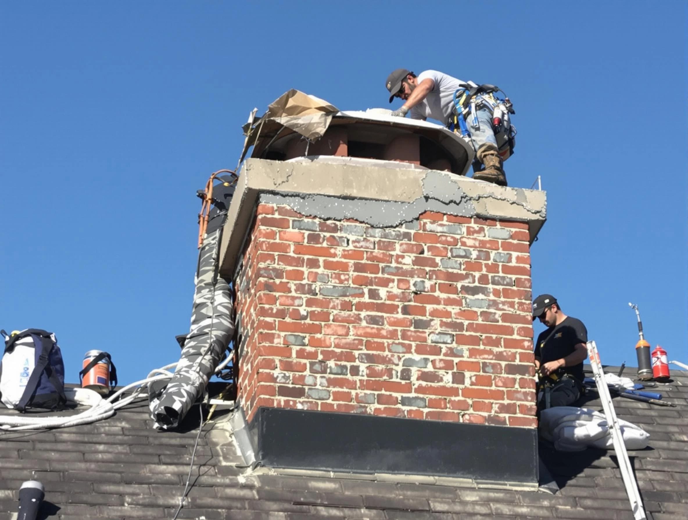 Jasper Chimney Sweep installing a custom chimney crown in Jasper, AL