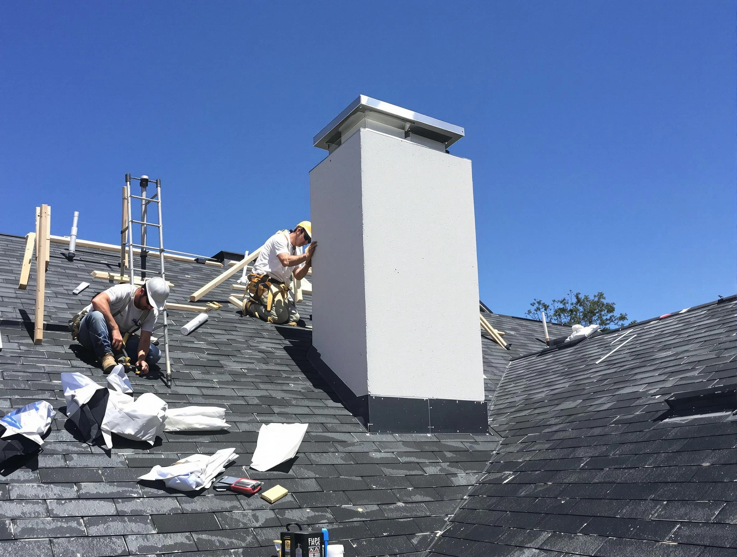Jasper Chimney Sweep crew installing a new chimney in Jasper, AL