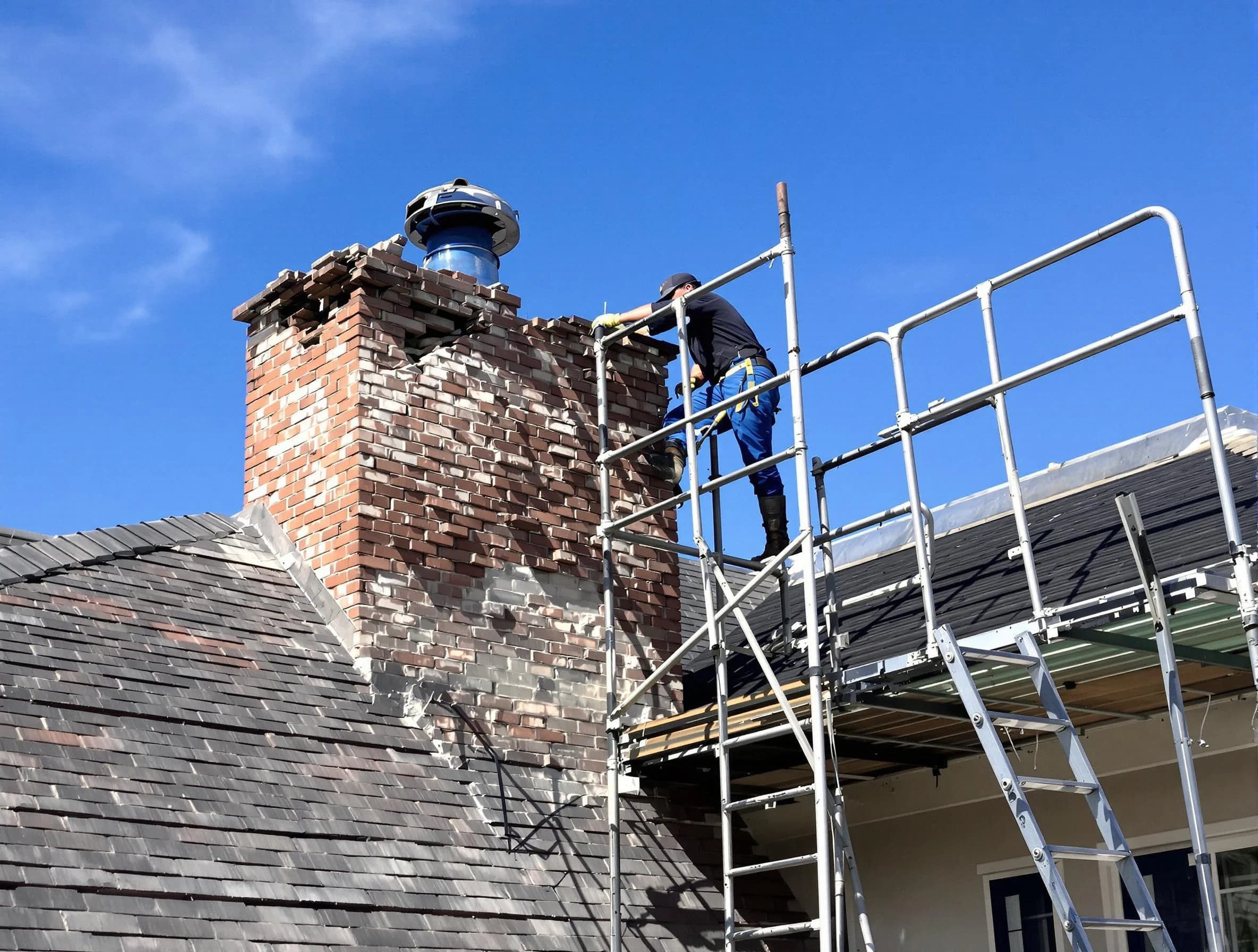 Rebuilding a chimney structure by Jasper Chimney Sweep in Jasper, AL