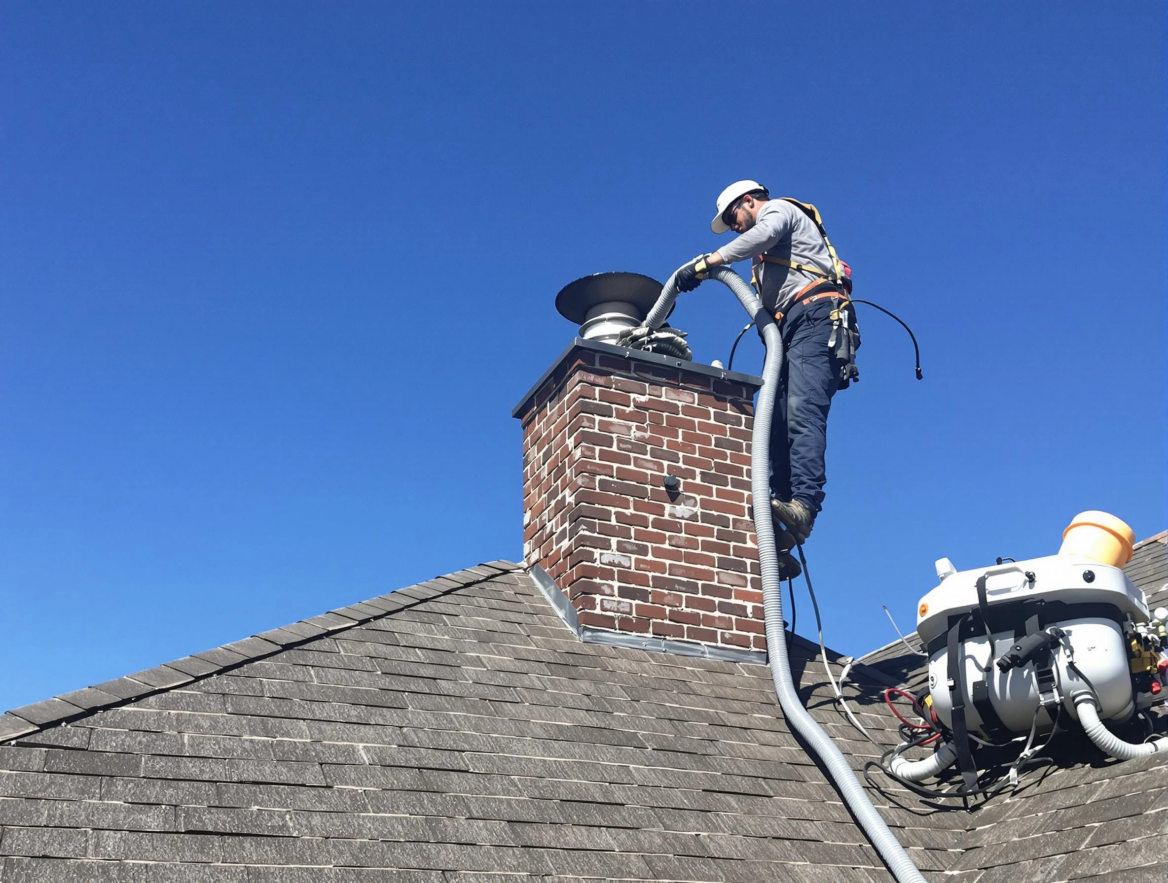 Dedicated Jasper Chimney Sweep team member cleaning a chimney in Jasper, AL