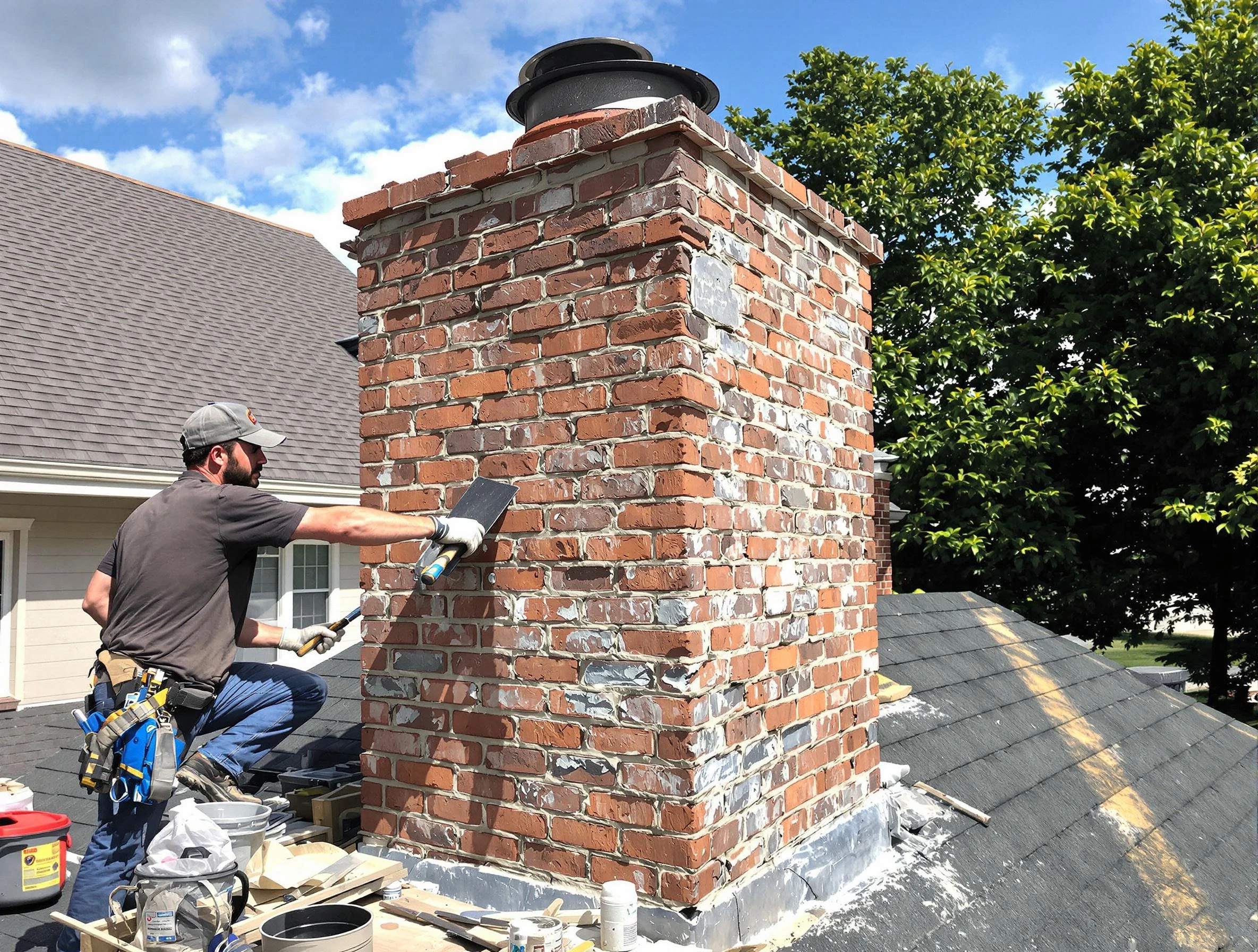 Completed chimney rebuild by Jasper Chimney Sweep in Jasper, AL