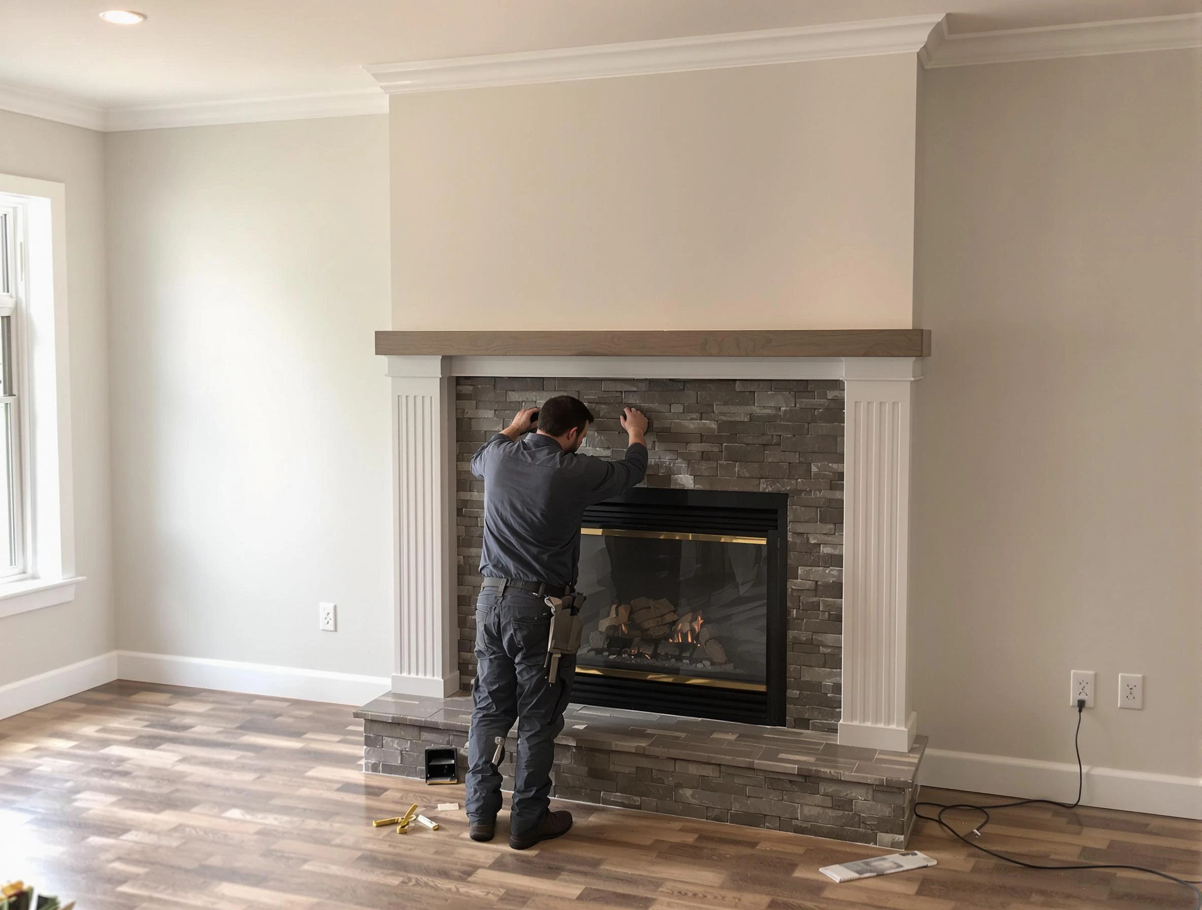 Jasper Chimney Sweep finishing a custom fireplace install in Jasper, AL
